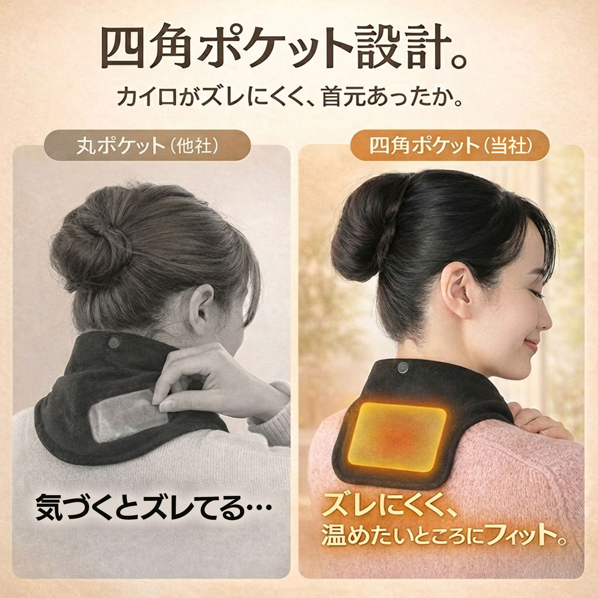 楽天市場】カイロ ネックウォーマー マグネットボタン 片手装着 カイロ