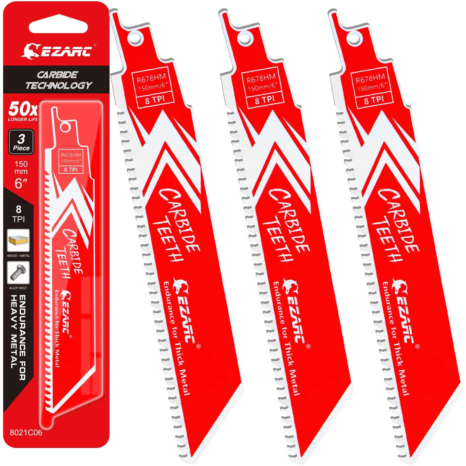 楽天市場】EZARC レシプロソー替刃 超硬刃 8山 セーバーソーブレード