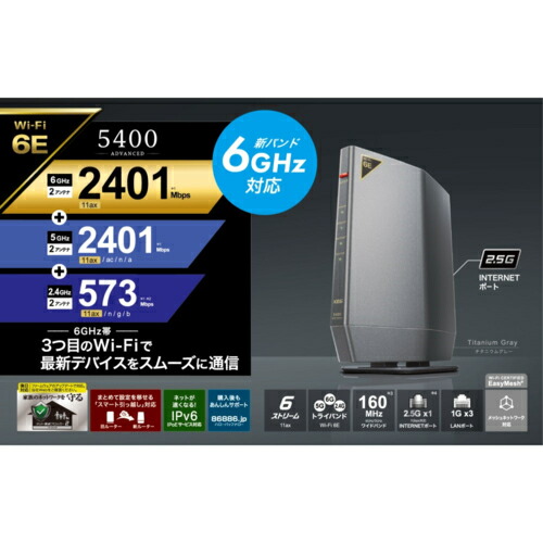 楽天市場】バッファロー(BUFFALO) WSR-5400XE6 Wi-Fi 6E対応ルーター