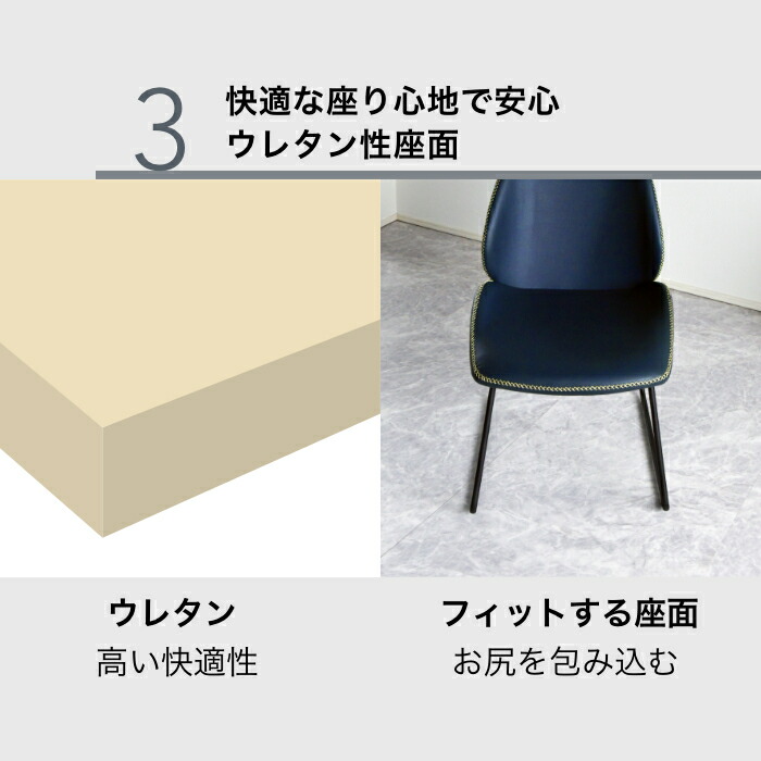 楽天市場】【2脚セット】レザー調ダイニングチェア ネイビー 紺 北欧