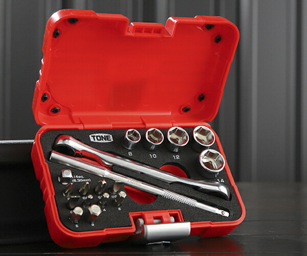楽天市場】TONE ソケットレンチセット 差込角6.35mm 18点セット 6角