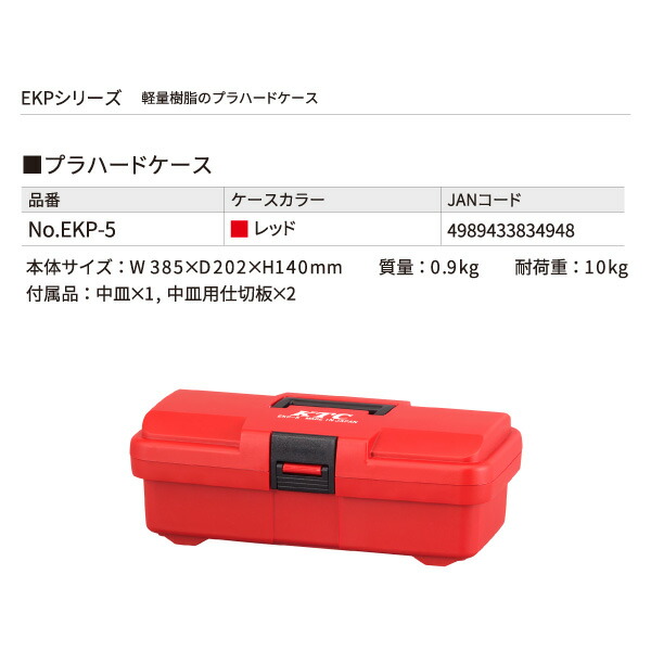 楽天市場】KTC 片開きプラハードケース EKP-5 レッド 工具箱 ツール