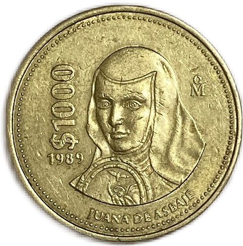楽天市場】メキシコ 貨幣 1000ペソ 1989年 XF ホァナデアスバジェ 外国