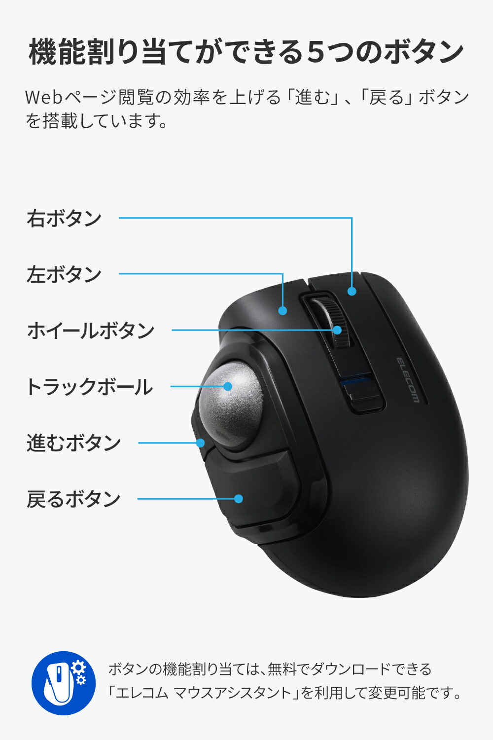楽天市場】エレコム bitra 無線2.4GHz Bluetooth トラックボール