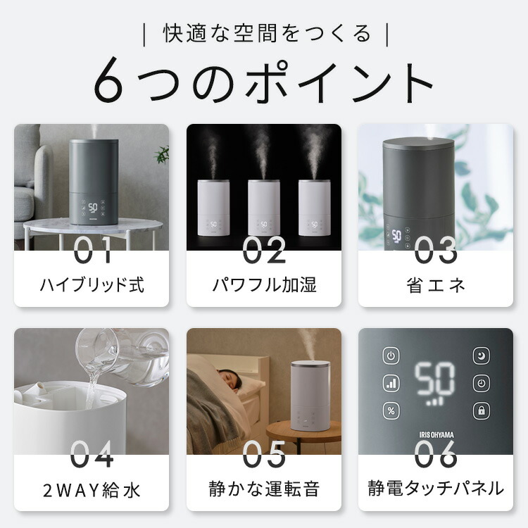 楽天市場】加湿器 卓上 ハイブリッド式 おしゃれ 上部給水 大容量 3.8L