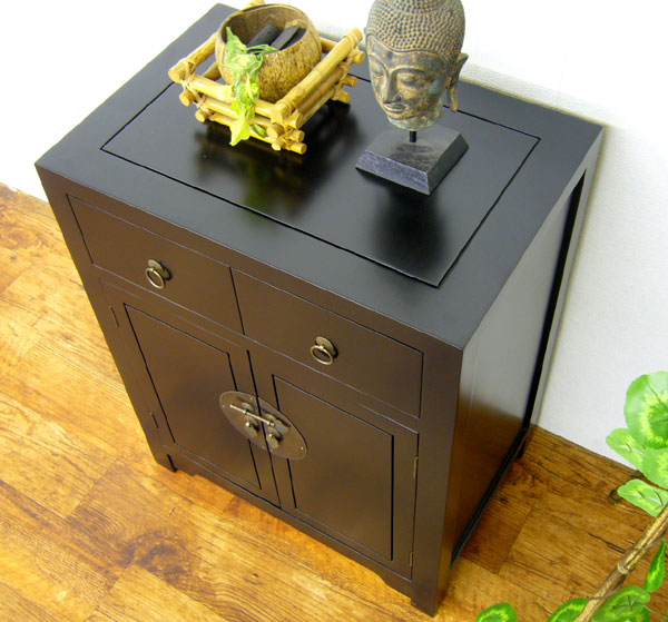 楽天市場】アジアン家具 アンティーク調 ミンスリムキャビネット(黒