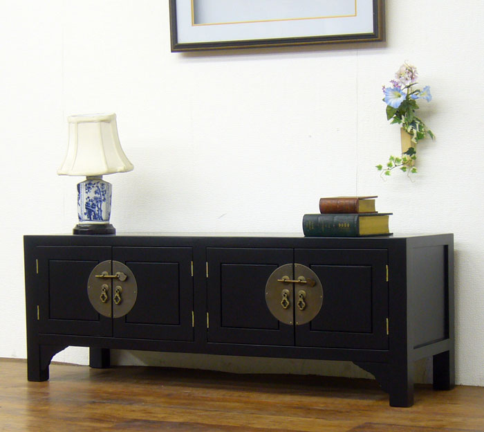 楽天市場】アジアン家具 アンティーク調 アジアンローボード(黒) 送料