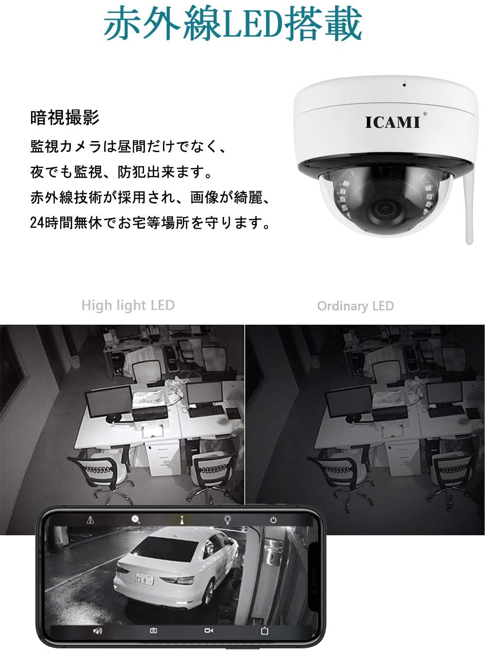楽天市場】ICAMI 防犯カメラ 屋外 ワイヤレス 監視カメラ SDカード録画