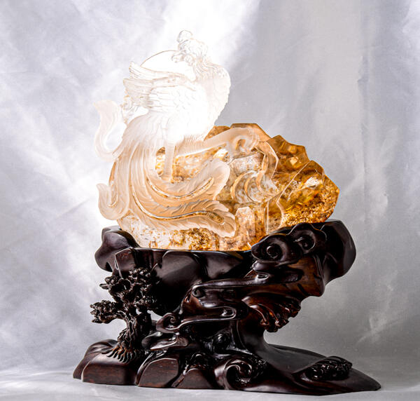 楽天市場】最高級 水晶 & イエローガーデンクォーツ ☆ 鳳凰 彫刻