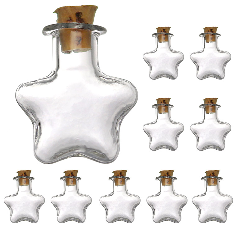 楽天市場】10個セット ほし型 25×20mm ガラス小瓶 / コルク瓶 コルク栓