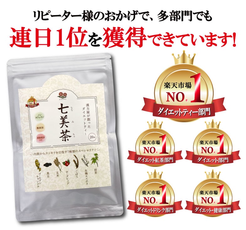 楽天市場】【タイムセール75％off】ダイエット お茶 七美茶 20包