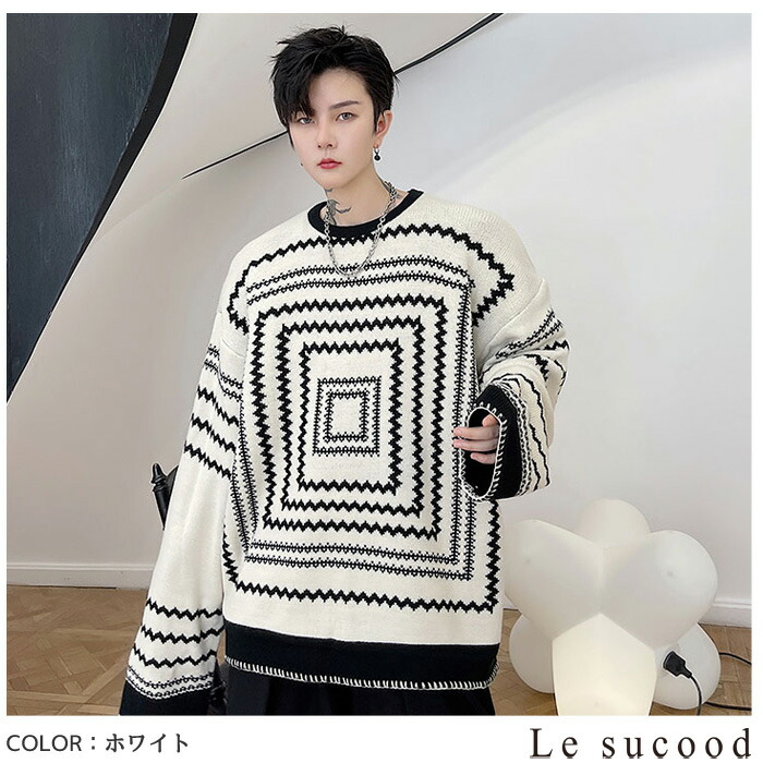 楽天市場】【Le sucood】 スクエアステッチセーター クルーネック