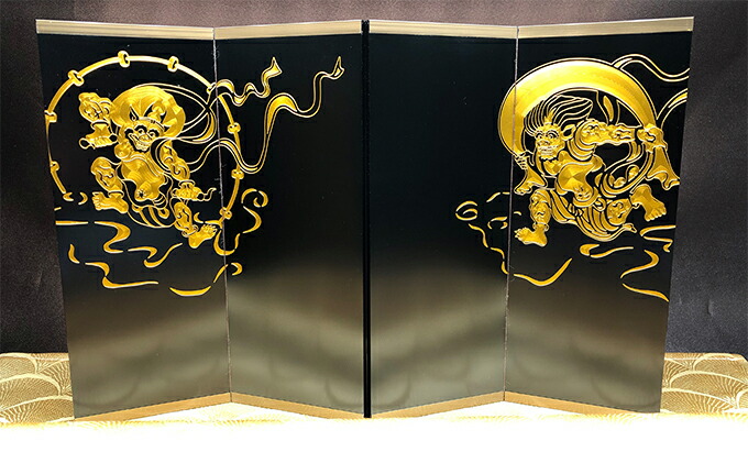 楽天市場】【ふるさと納税】風神雷神図屏風（黒・金） 民芸品 工芸品