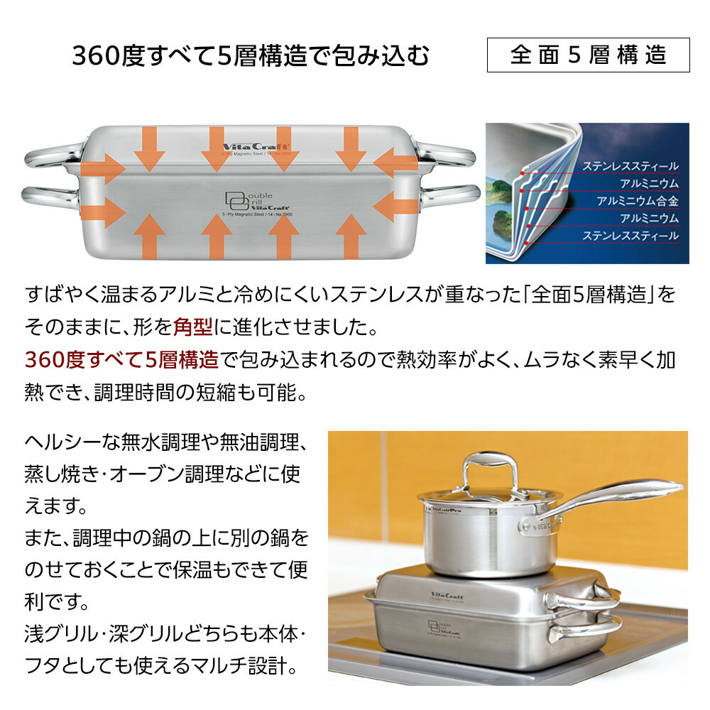 楽天市場】【ふるさと納税】ビタクラフト ダブルグリル | 角型鍋 浅