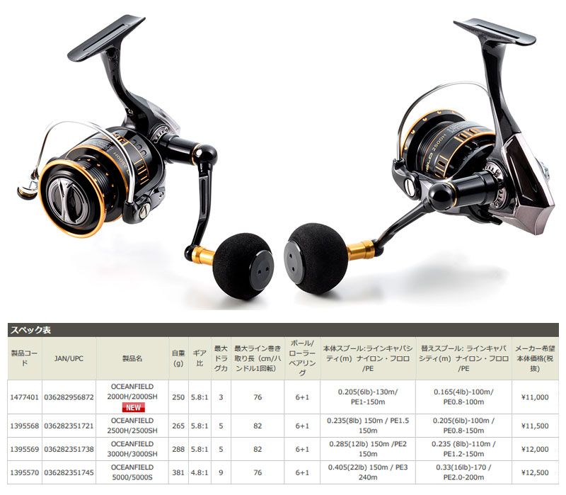 楽天市場】アブ OCEANFIELD 2500H/2500SH / アブガルシア スピニング