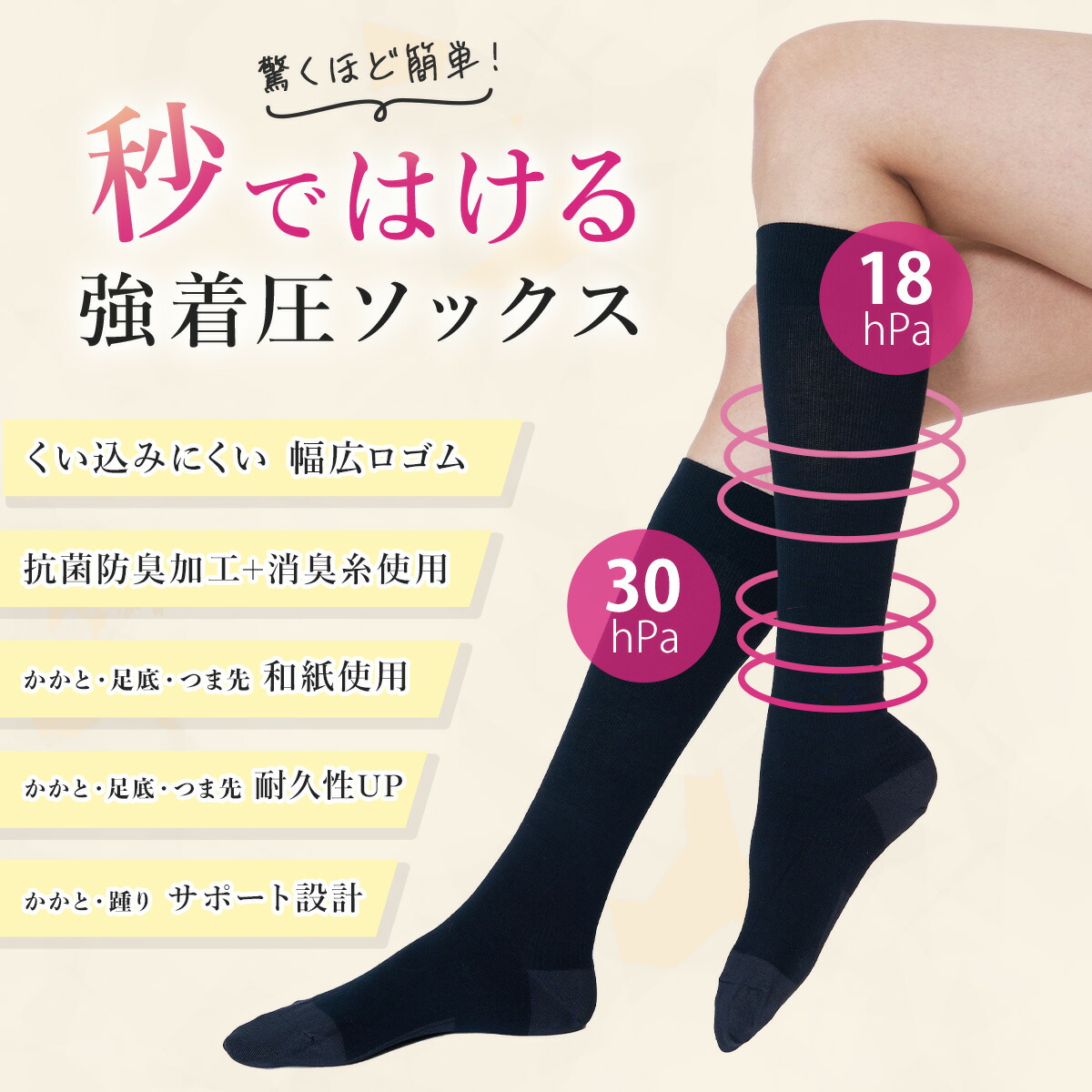 楽天市場】福助 着圧 ハイソックス レディース メンズ 秒で履ける 着圧