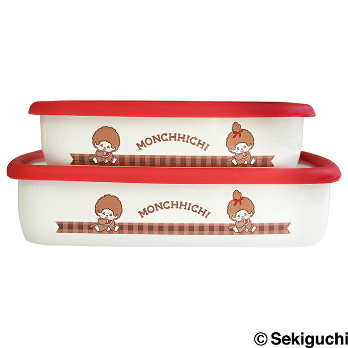 楽天市場】富士ホーロー モンチッチチェック 浅型角容器 2点セット M