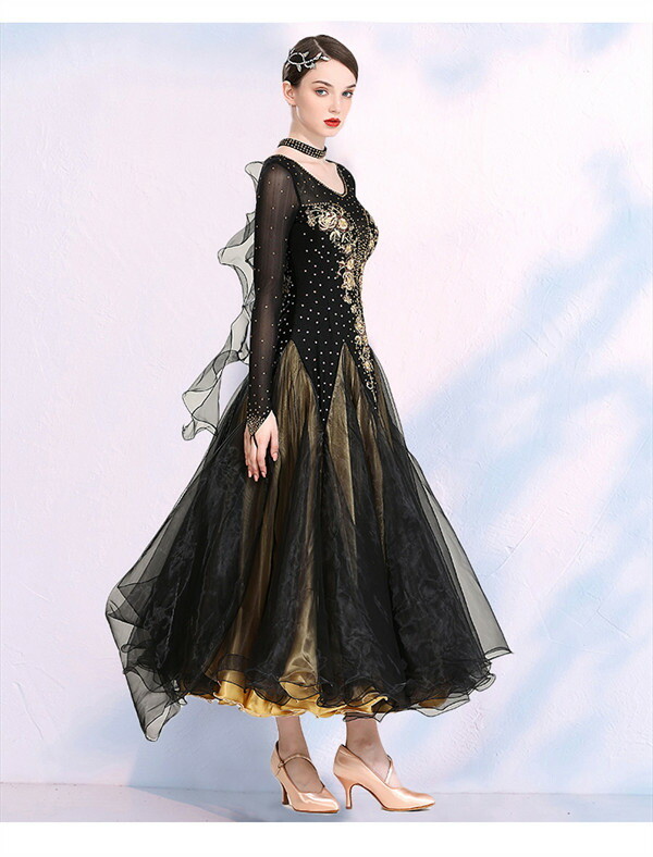 楽天市場】社交ダンス ワンピース モダンドレス 黒 大きいサイズ 長袖