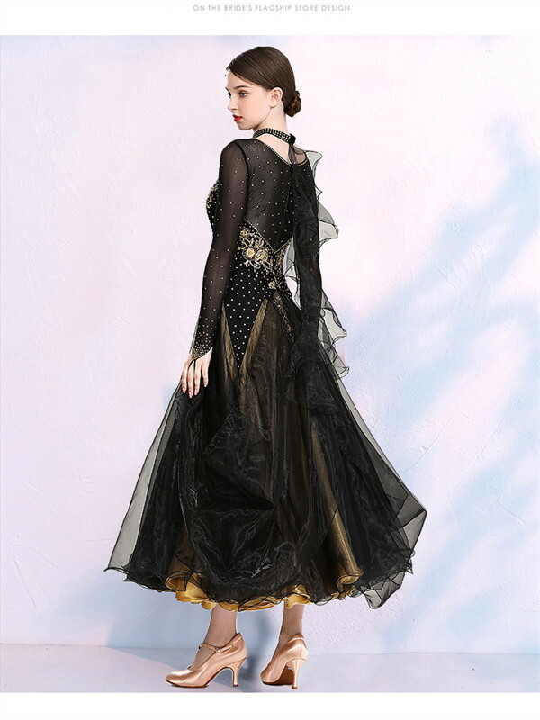 楽天市場】社交ダンス ワンピース モダンドレス 黒 大きいサイズ 長袖