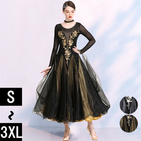 楽天市場】社交ダンス ワンピース モダンドレス 黒 大きいサイズ 長袖