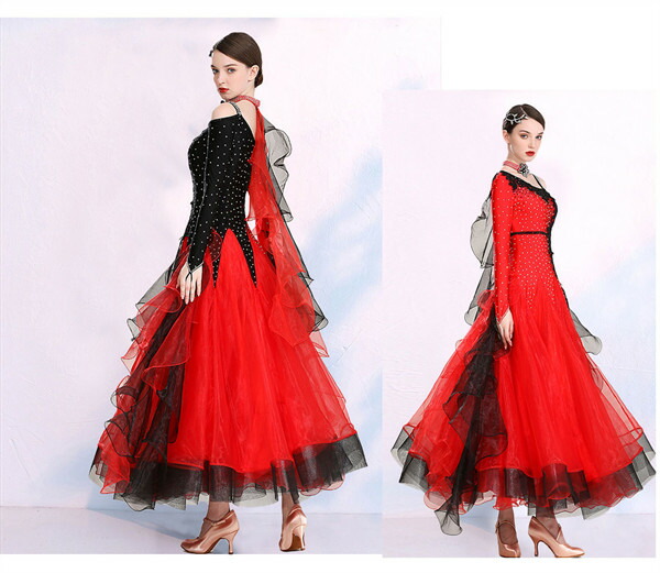 楽天市場】社交ダンス ワンピース モダンドレス 赤 大きいサイズ 長袖