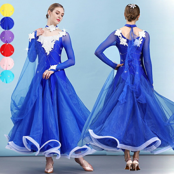 楽天市場】6カラー 社交ダンス衣装 モダンドレス 社交ダンスドレス