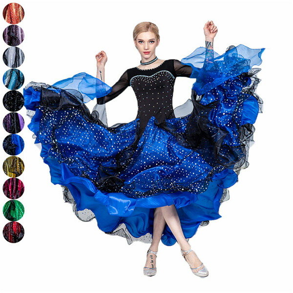 楽天市場】11カラー 社交ダンス モダンドレス 社交ダンス衣装 大きい