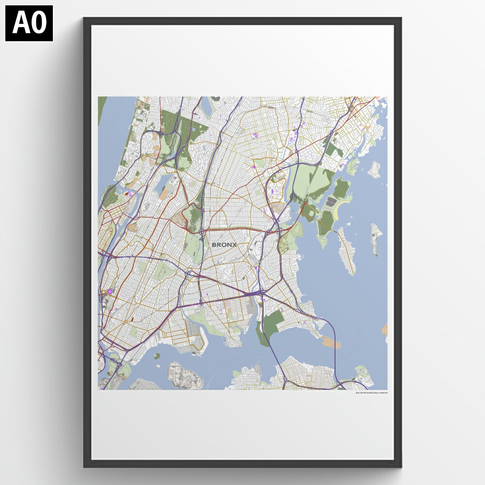 楽天市場】都市地図ポスター【ブロンクス】アメリカ ニューヨーク 世界