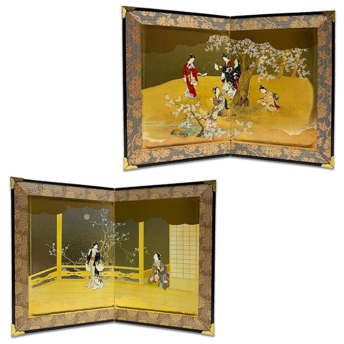 楽天市場】ミニ屏風 桜 梅 美人画 2月 3月 4月 春 冬 人形 美人画 風俗