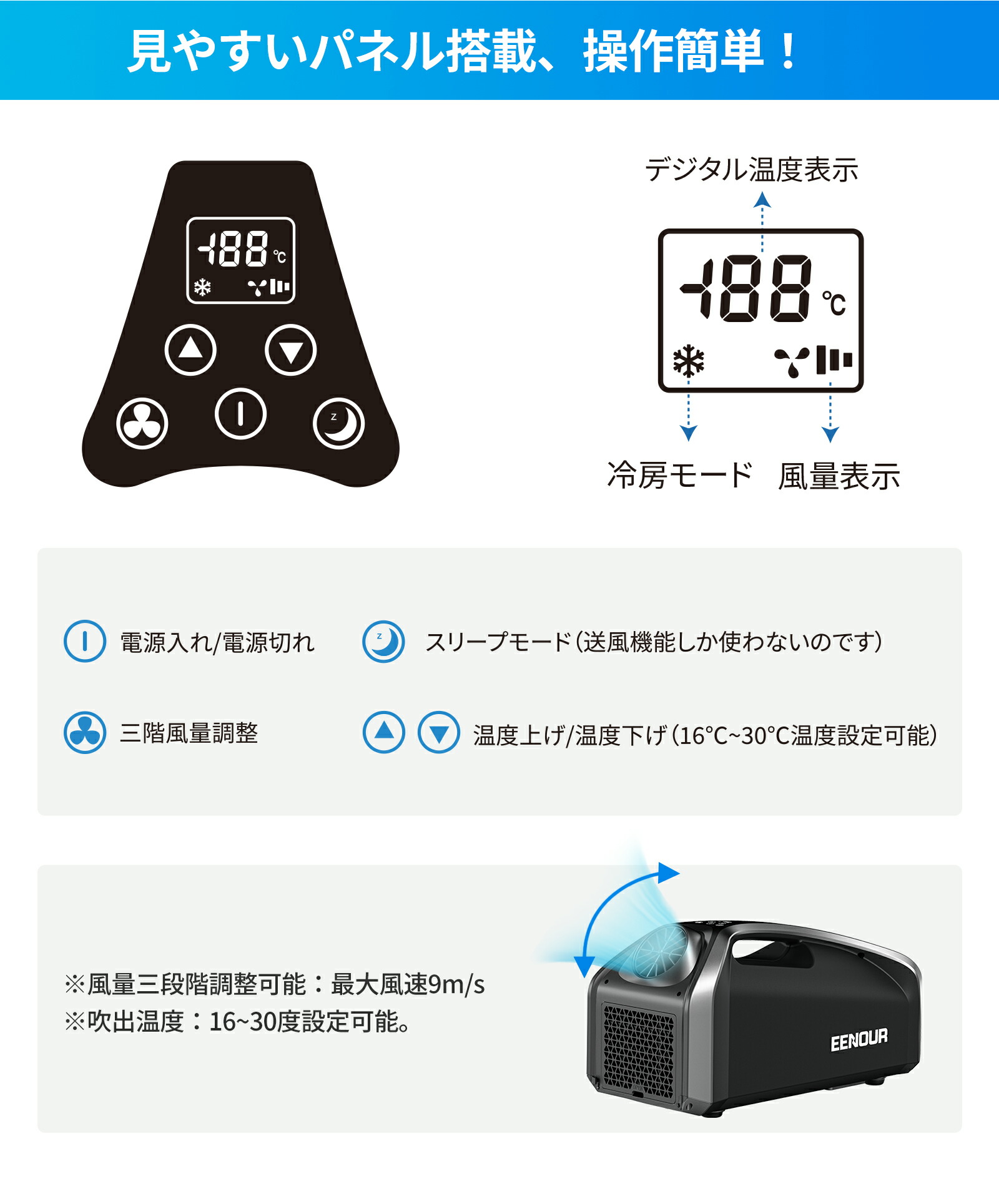 楽天市場】【53％OFFセール】EENOUR スポットクーラー 0.85kW/2900BTU