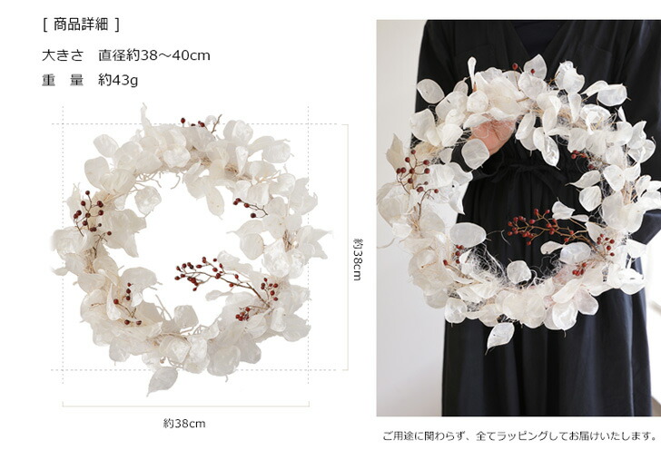 楽天市場】クリスマスリース ルナリアリース Lサイズ 玄関 飾り 壁