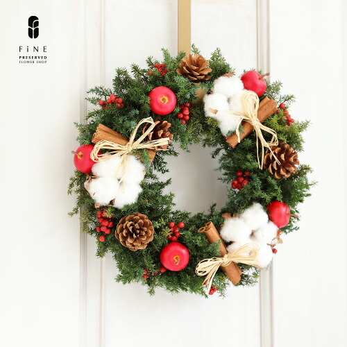 楽天市場】本物の クリスマス リース レギュラー サイズ(25cm) 玄関 外