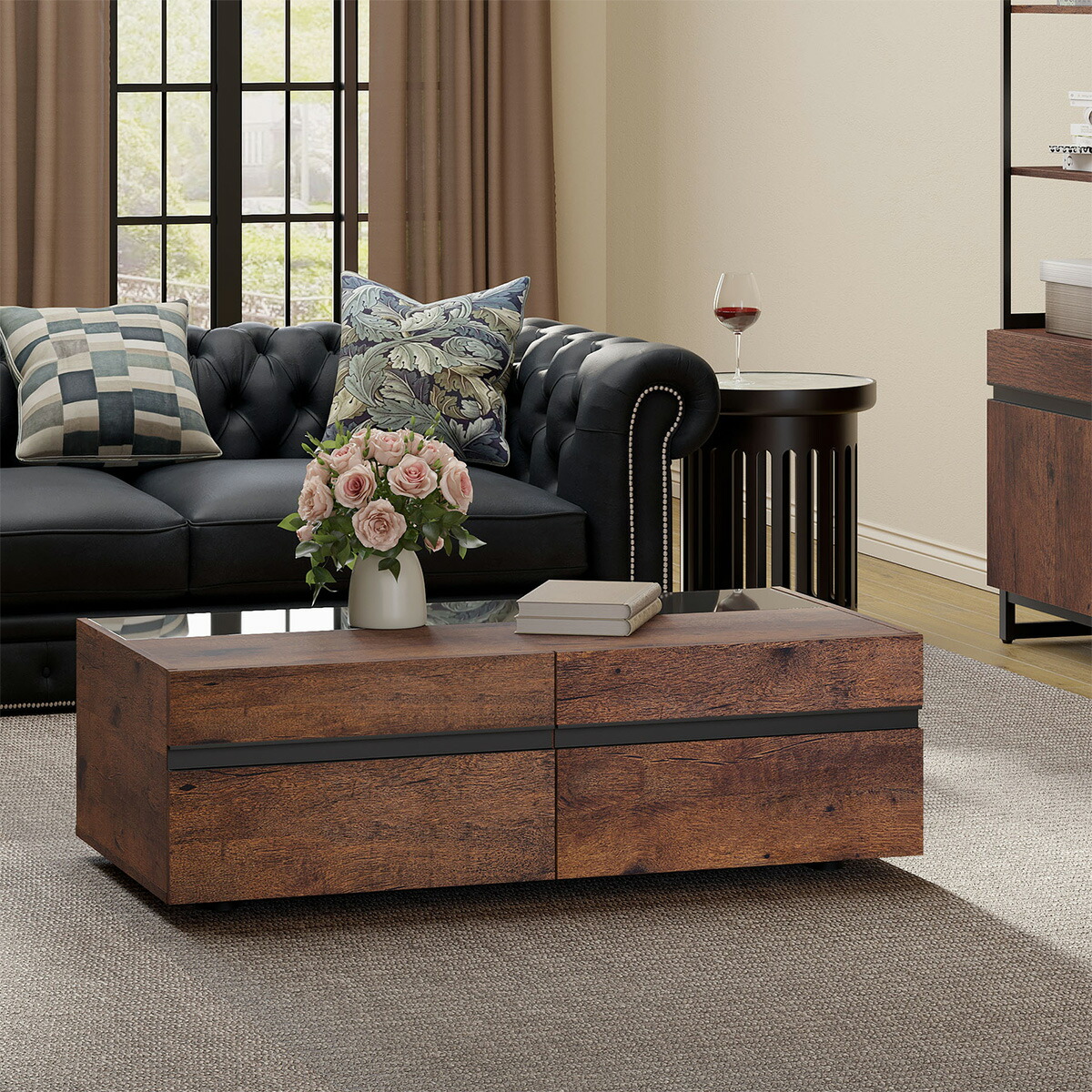 楽天市場】WAMPAT ローテーブル 引き出し ガラステーブル 収納