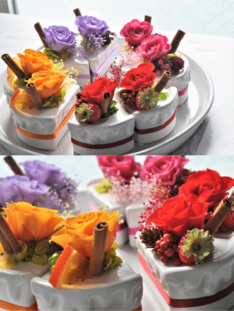 プリザーブドフラワーショートケーキ☆♬ ピンク ギフトケース付き