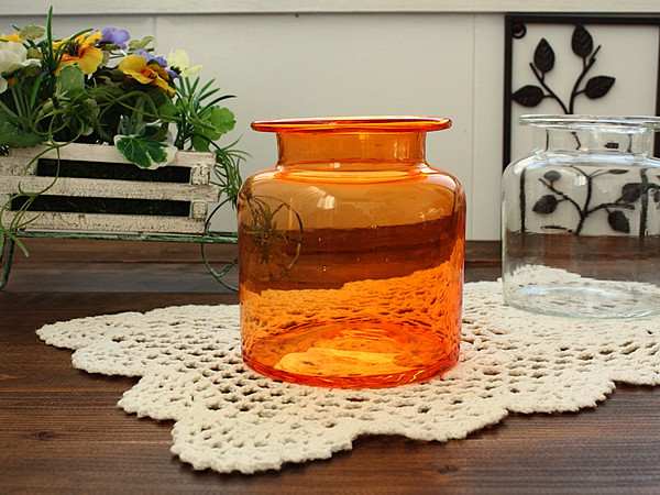 楽天市場】オレンジ ガラス瓶(洋食器 ガラス 瓶 収納 ボトル 容器 花瓶