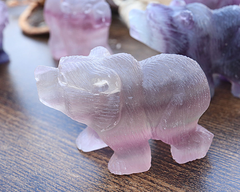 楽天市場】天然石 フローライト 彫刻 熊 くま ベアー カービング