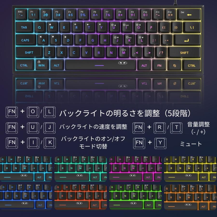 楽天市場】MageGee Mini 60% ゲーミングキーボード RGBバックライト 61