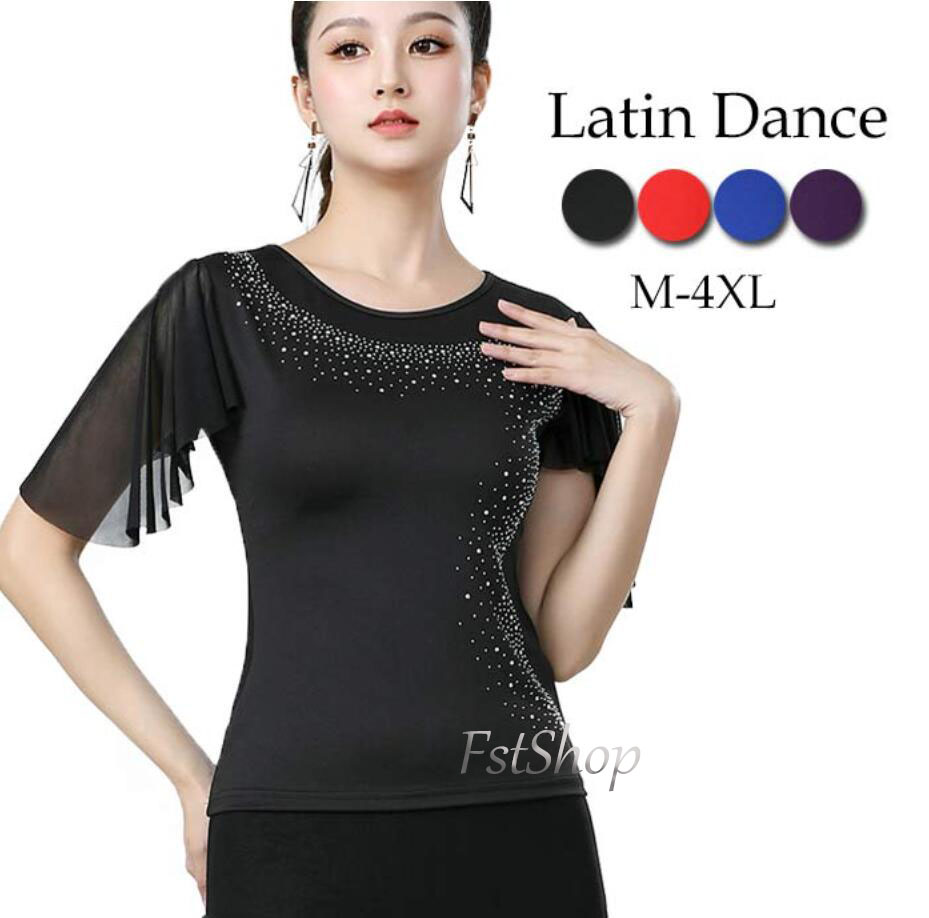 楽天市場】社交ダンス トップス ラテンダンス スパンコール フレア袖