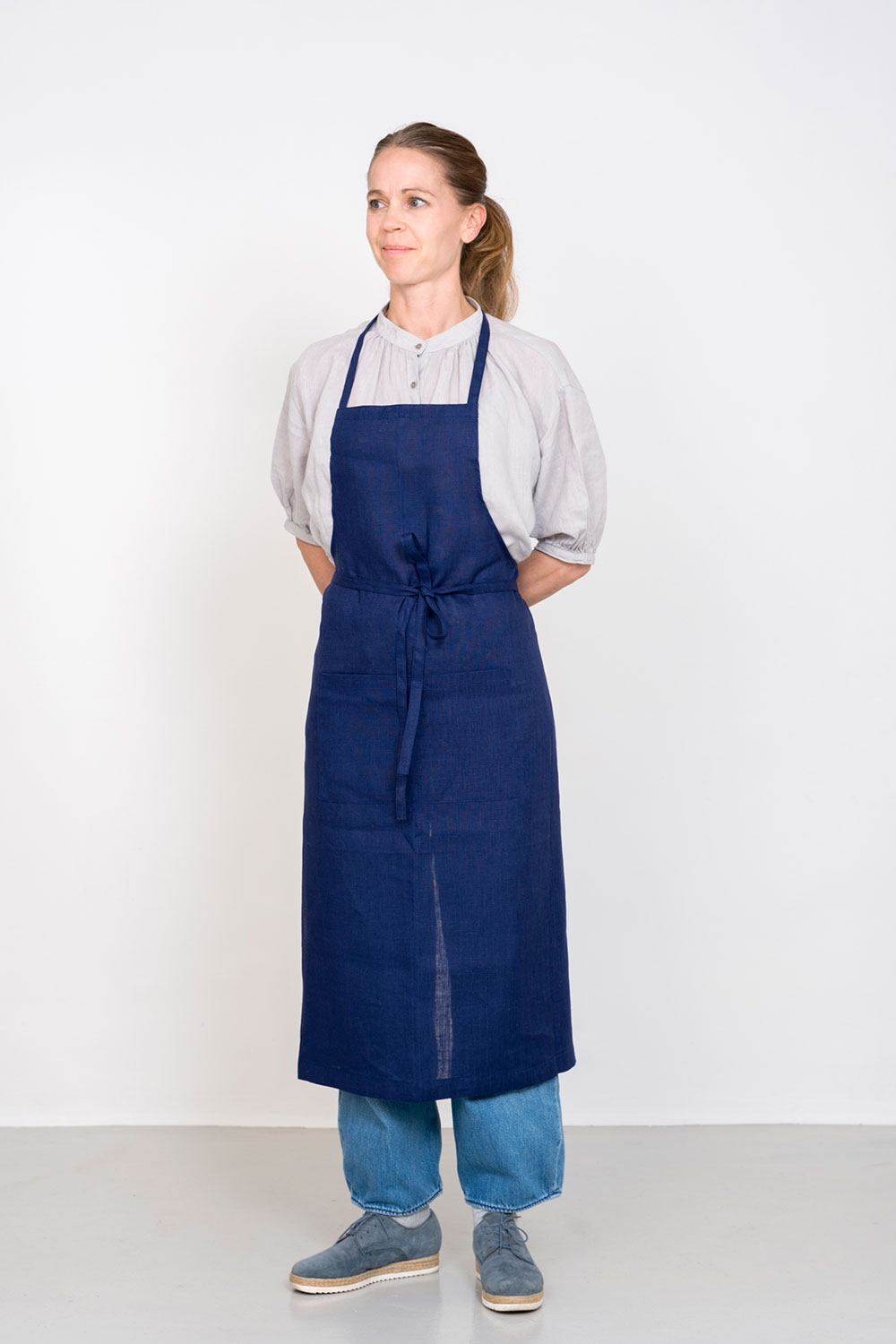 楽天市場】フォグリネンワーク リネン フルエプロン ブルー ヴィオレ