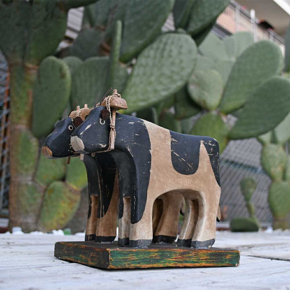 楽天市場】ウッドカービング オックス #2 (ステイ)【木彫り 手作り