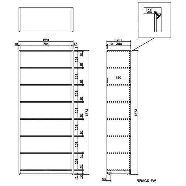 楽天市場】ウッドカルテシェルフII オープン 7段 ホワイト RFMCS2-7W
