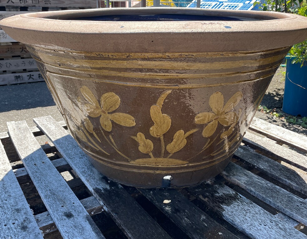 楽天市場】超大型 陶器鉢 スイレン鉢 楕円34号 直径 約103x74cm 高さ