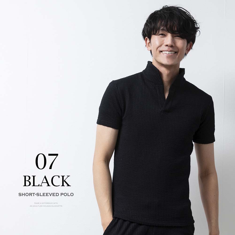 楽天市場】ポロシャツ メンズ 半袖 五分袖 イタリアンカラー シア