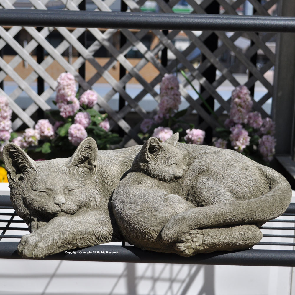 楽天市場】楽天ランキング1位 英国製 ストーン製 【猫の親子】cat置物