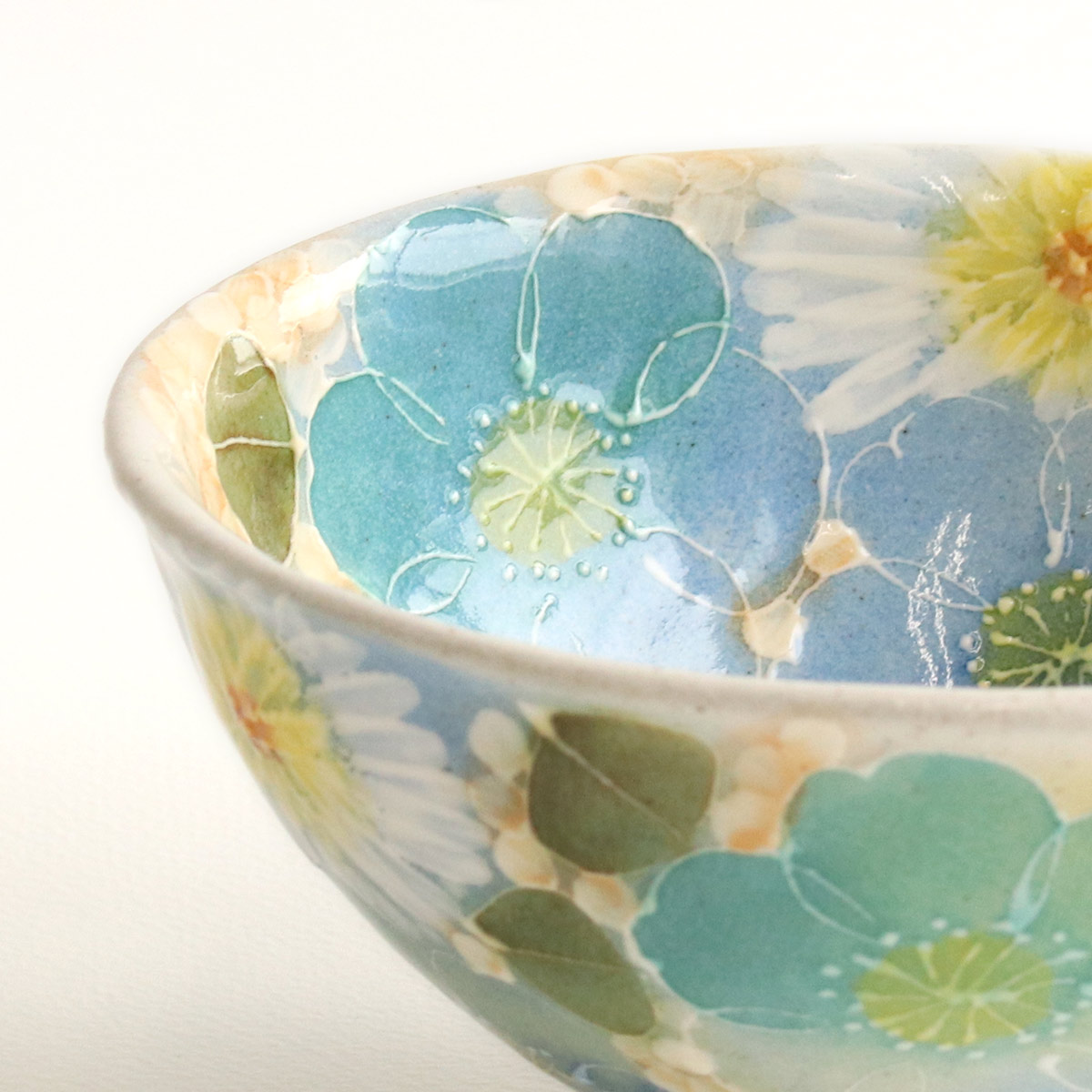 楽天市場】飯碗 ゆずりは 工房 釉彩青花 茶碗 単品 茶わん 花柄