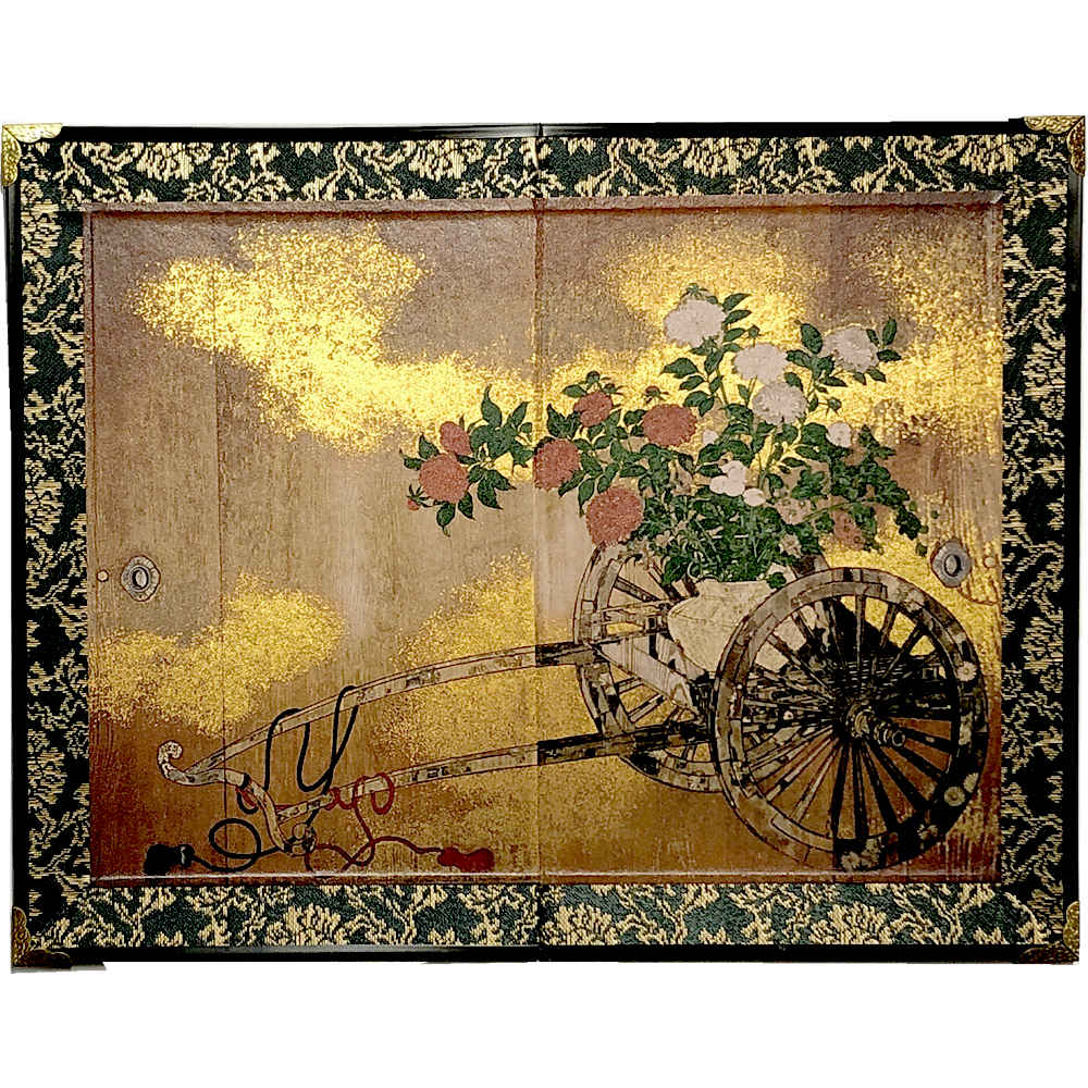 楽天市場】花車図 狩野深幽筆 日本の名画屏風中 二曲一双屏風 和風