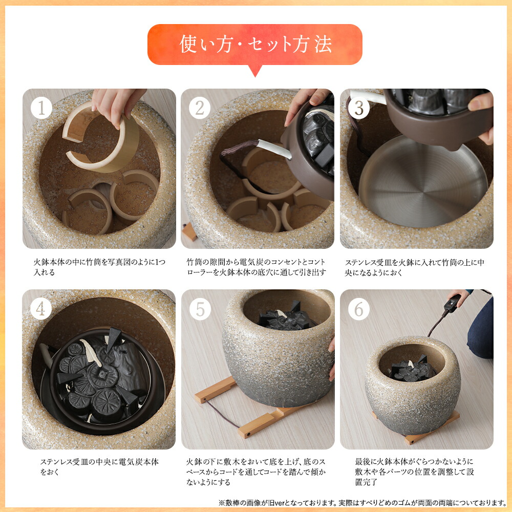 楽天市場】火鉢 電炉鉢 電気炭 セット 信楽焼 なまこ釉 白砂子 陶器 遠