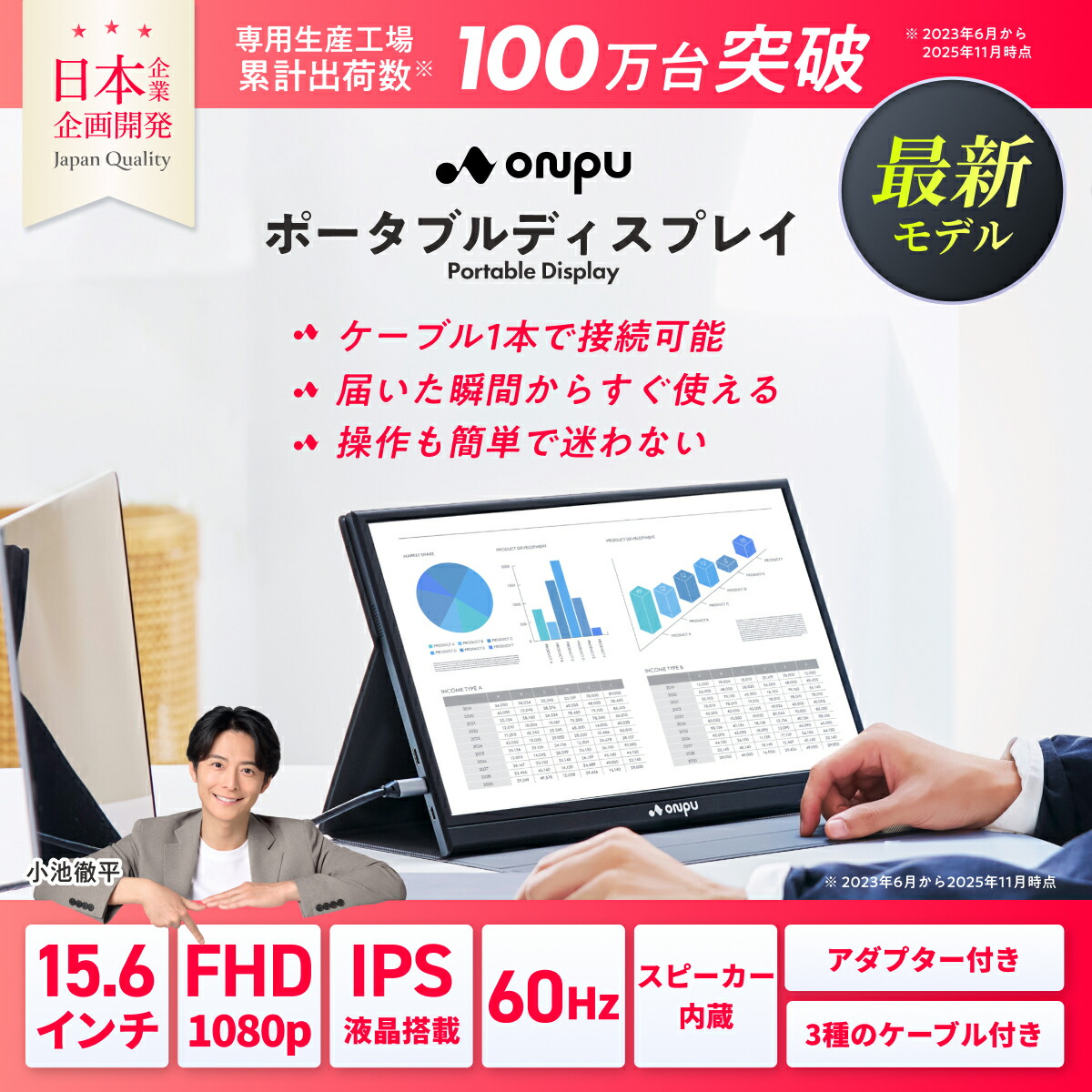楽天市場】【10%OFF】モバイルモニター 15.6 インチ カバー付き