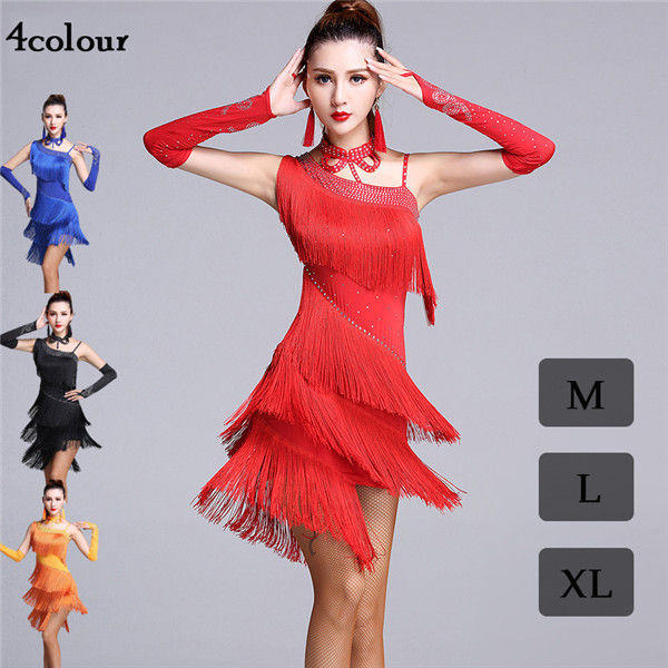 楽天市場】社交ダンスドレス ラテン フリンジ アシンメトリー ミニ丈