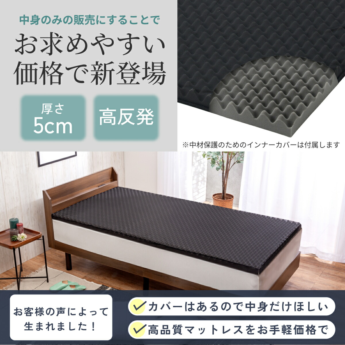 楽天市場】GOKUMIN Simple 高反発マットレス カバーなしタイプ 高反発